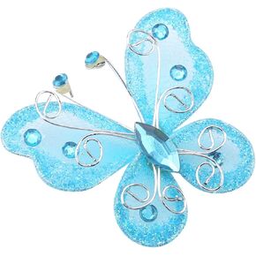 Health Gear Mesh Butterfly Sheer, 24pcs Sheer Mesh Wire Glitter Butterfly Wedding Party Clothing Decoration Supplies for Decorating(Blue)