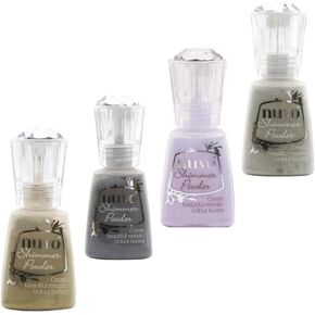 Nuvo Shimmer Powder Sustainable Color Block Bundle - Golden Sparkler, Lunar Rocket, Meteorite Shower and Violet Brocade - 4 Bottles