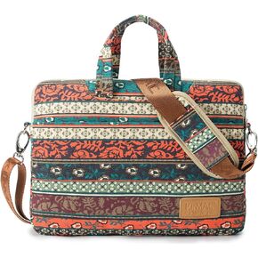 Kinmac New Bohemian 360° Protective Water-Resistant Canvas Laptop shoulder Messenger Sleeve Briefcase case Bag For MacBook Pro 16 inch,LG Gram 16 inch and 15 inch-15.6 inch Laptop