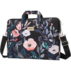 MOSISO Laptop Bag for Women, 15 inch Computer Bag Compatible with MacBook Pro 16 inch, HP, Dell, Lenovo, Asus, Notebook, 15.6 inch Laptop Messenger Shoulder Briefcase with Strap, Floral Illustration
