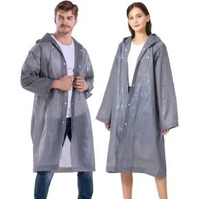 Rain Ponchos for Adults Reusable, 2 Pack Raincoat for Women Men, Waterproof Rain Coat Gear with Hood Drawstring