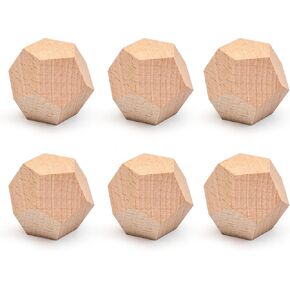 زهر الحرف الخشبية غير المكتملة ، 6 حزمة DIY DIY DICES 12 Side Swide Blant Wood Dices ، قم بإنشاء Dices الخاص بك لمشاريع DIY ، ألعاب اللعب - 1.2 بوصة