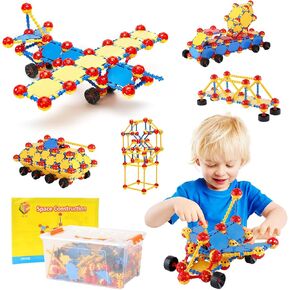 ZOZOPLAY 160PCS STEM Building Blocks Set, Preschool Toys for Ages 3+Kids, Colorful Plastic Connectors, Creative Inspirational Construction Fun Educational Toys, Best Gift Game Kit Classroom Activity