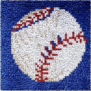 Numptain Latch Hook Kits for Kids,DIY Rug Crafts Baseball Pattern Color Printed Canvas,Latch Hook Kits for Beginners Handmade Needlework Crafts Home Decoration,12"x12"