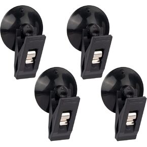 AUEAR, 4 Pack Black Suction Cup Clips Round Holder Multiple Purpose Card Clamp for Car Business Kitchen Office Home Accessories