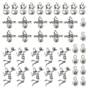 Honbay 40PCS Alloy Ball Sports Charms Volleyball Charms Pendant I Love Volleyball Charms Collection for DIY Earring Necklace Bracelet Jewelry Crafting Making (4 Style)