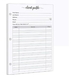 321Done Client Profile Cards, Made in USA - 5.5x 8.5, Customer Information Form, Three Ring A5 Binder Insert Sheets for Small Business, Salon, Spa, Hairdresser, Stylist, Nail Salons Supplies - 50-Pack