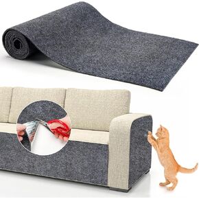 PatiencET Cat Scratching Mat Self-Adhesive, Trimmable Carpet Cat Scratcher Mat for Wall Couch Floor Door, Cat Scratch Carpet Protector for Furniture (78.7"X15.8", Dark Grey)