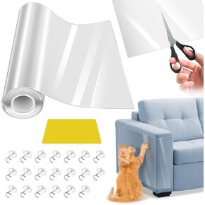 Cat Scratch Furniture Protector - Thicken PVC 196.8"x11.8" Couch Protector from Cat Claws Single-Sided Anti Scratching Tape - Cat Couch Corner Protector - Pet Tape for Furniture for Door Wall