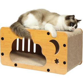 Cat Scratcher House,21.7x11.8x11.8Inches Cardboard Cat House,Large Cat Houses for Indoor Cats to Scratch,Rest and Play,Scratch-Resistant and Protect Couch,Easy to Assemble,Sturdy