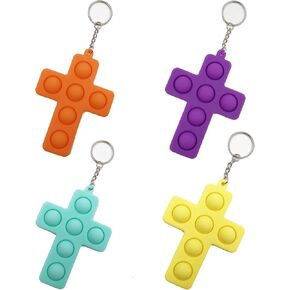 4 PCS MINI POST POP Bubble Toys Sensory ، و Cross -Chkin -Cheychain Leaff Leaff Toy Toy ، وهدايا مكتب المكتب