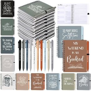 Thenshop 10 Set Book Lovers Gifts Inspirational Spiral Notebook Weekly Planner Motivational Pen Reading Book Club Gift for Women Reader Student Librarian(Aesthetic Colors)