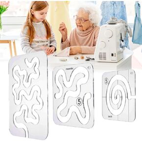 Henmany Free Motion Quilting Templates: Quilting Templates for Machine Quilting - Sturdy Acrylic Rulers for Easy Using Quilting Designs(3pc)
