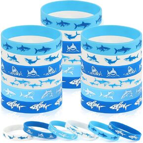 CCINEE 36pcs Shark Bracelets Shark Silicone Wristbands Rubber Bracelets Ocean Sea Life Shark Wristbands Bracelet for Baby Shower Under The Sea Themed Kids Birthday Party Favors