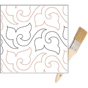 Quilting Pantographs Pattern Paper Roll - for Longarm Quilting Machines - Easy Leaf Design Quilt Pantograph - Set Includes Long Arm Quilters Sewing Machine Rails and Tracks Cleaning Brush