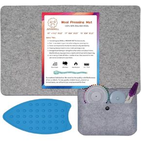 Wool Pressing Mat for Quilting 17" x 24" Extra Large Felt Ironing Pad 3/8" Thick,100% New Zealand Wool for Ironing, Sewing,Cutting on Ironing Board,Tabletop,Dryer,Countertop
