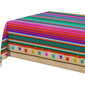 3PCS Fiesta Tablecloth for Mexican Themed Party Decorations, Plastic Tablecover Multicolor Style for Fiesta Birthday, Taco Night, Cinco De Mayo and Spanish Themed Party Baby Shower Celebration