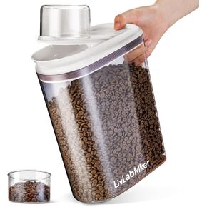 3.5L/4Lbs/62oz/3.3QT Airtight Dog food storage container with handle,Dog Treat Container With Measuring cup,Dry Pet Food storage bin for Dogs,Cats,and Birds