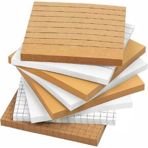 Mr. Pen- Lined Sticky Notes, 3"x3", 8Pads, 480 Sheets, White & Kraft, Sticky Notes with Lines, Sticky Note, Self-Stick Note Pads, Sticky Notes Lined, Sticky Pads Sticky Notes Aesthetic, Lined Notepad