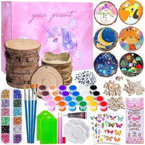 ECJWEI Kids Wood Painting Kit, Arts and Crafts Birthday/Christmas Gifts for Boys and Girls Ages 4-12, Craft Activities Kits - Creative Art Toys for 4, 5, 6, 7, 8, 9, 10, 11 & 12 Year Old Kids