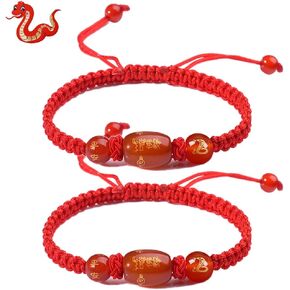 LIU JUN 2025 New Year Of Snake Bracelets, Red String Snake Charm Adjustable Bracelet Chinese Zodiac Animal Good Luck Braided Bracelet Lucky Snake Charm Red Rope Gifts Jewelry For Women Men