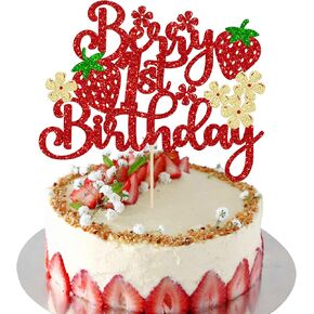 ephlyn 1pc التوت الأول كعكة عيد ميلاد topper بريق حلوة الفاكهة موضوع أول عيد ميلاد الفراولة