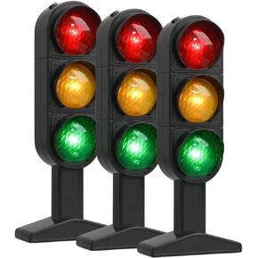 Toyvian 3Pcs Traffic Light Toy Stoplight Model, 20x8cm Traffic Signs Light Mini Stop Light Pretend Play Traffic Lamp Toy Simulation Traffic Lights Child Educational Toy