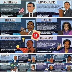 Wiooffen 14Pcs Black History Month Posters Classroom Decoration African American Inspirational Posters for Middle High School Classroom Library Office History Classroom Decor Homeschool(Landscape)