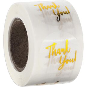 500 Pcs Thank You Stickers Clear Sealing Stickers Thank You Label Tags, Gold PVC Transparent Thank You Sealing Stickers Decoration for Business Wedding Festival Baby Shower Birthday Party Packaging