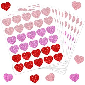 300 Pcs Heart Stickers Pink Red Sparking Adhesive Decals Heart Sticker for Envelope Sealing Valentine's Day Wedding Invitation Card Mother's Day Arts Crafts Decorative