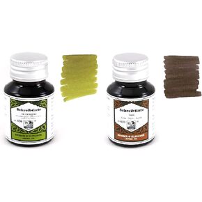 Rohrer & Klingner - 50ml Bottles Fountain Pen Ink Set - 2 x Bottles - Alt Goldgrün & Sepia