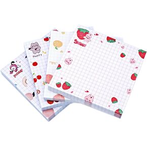Sticky Notes,Cute Sticky Notes Kawaii Sticky Notes 3.1x3.1in 4Pads 80Sheets/Pad Self-Stick Note Pads Cute Colorful Super Sticky Note Pads 4 Unique Cute Patterns,Fruits Sticky Notes