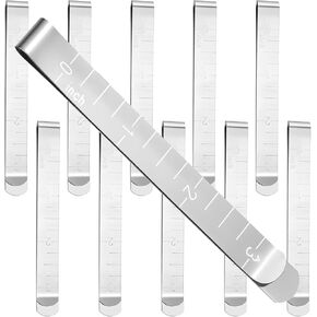 10PCS Hemming Clips for Sewing Metal Hem Sewing Tool Hem Marker Tool for Fabric Clips Measurement Ruler Quilting Supplies Sewing Clips with Measurements for Fabric Quilting Pinning Marking Accessories