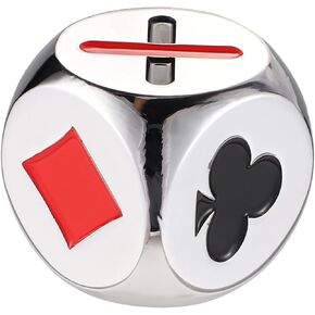 1PCS Trump Marker Dice ، Metal Trump Dice لألعاب الورق ترامب مؤشر Euchre Cube Trump لاستخدامه مع ألعاب بطاقات جسر Euchre Pinochle (Silver)