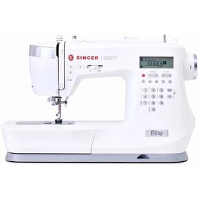 Singer Elite CE677 Computerized Touch-Button Sewing Machine with 200 Built-in Stitches and Integrated Needle Threader (White)