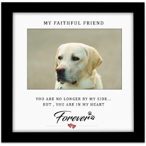 MyPawlets Dog Memorial Frame ، هدايا تذكارية للحيوانات الأليفة لفقدان الكلاب ، هدايا التعاطف لفقدان الحيوانات الأليفة ، إطار خشبي للصور 4x6 ، حصيرة عرض ، مع ملصقات للاسم/التواريخ in Kuwait