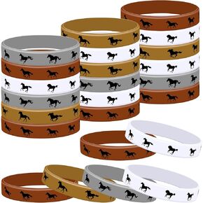 Lesnala 48Pcs Horse race rubber bracelets Derby Day silicone wristbands Party favors for Gift Bag Stuffer Sports Lovers Birthday Decorations Supplies 4 styles