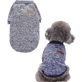 2pcs الكلب سترة الصوف معطف ناعم دافئ جرو pajamas الحيوانات الأليفة كلاسيكية ملابس الملابس ملابس التريكو لشيهواهوا يوركي (Navy Blue+Gray ، XS)
