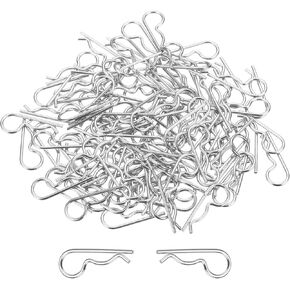 DMiotech 100Pcs Body Clips Bent RC Car Shell Clip Model Car R Pins Silver Universal Shell Replacement Parts for 1/10 1/12 Scale RC Car,25mm/0.98"