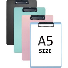4-Pack 6" X 9" Plastic Clipboard, Assorted Colors Small Clipoards with Low Profile Clip, Clip Boards for Students, Teachers, Doctors, Nurses