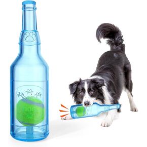 Mity rain Water Bottle Dog Toy - Dog Toys for Aggressive Chewers Cute Squeaky Dog Toys for Large/Medium/Small Dogs Interactive Dog Toys to Keep Them Busy Crunchnplay Bottle Toy (Blue)