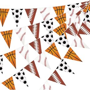 Hestya 5 PCS 49 FT Sport Party Decorations Football Pennant Banner Banner Callball Triangle Triangle Garland Garland for Baseball Soccer Birthday Party Supplies Sports Decorations