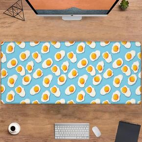 Egg Gaming Mouse Pad, Large Office Desktop Mousepad for Computer Laptop, Extended Work Desk Mat with Anti-Slip Base, Decorative Desk Pad 31.5×11.8 in (Fried Egg)