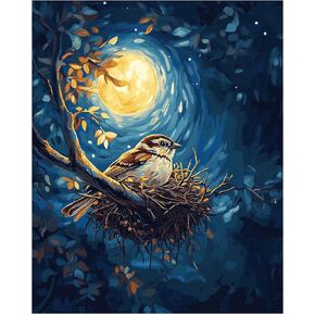 ARNLRDYA White Feather Owl Paint by Numbers Kit for Adults Beginner, Van Gogh Starry Night Paint by Numbers, Owl Standing on a Rock Acrylic Paints Oil Painting for Home Decor(16×20inch, No Frame)