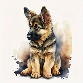 MOMDEDP German Shepherd Dog Diamond Art Painting Kits for Adults, Full Drill Wolf Dog Diamond Dots Paintings for Beginners, Round 5D Paint with Diamonds Pictures Gem Art Painting Kits 12x12inch