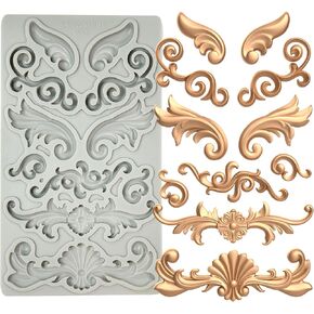 Redesign Home Decor Moulds,Style A,Baroque Curlicues Scroll Lace,Sculpted Decoration,Fondant,Sugar Craft,Cake Decorating, Epoxy Resin Silicone,Baking DIY,Craft,Soap,Polymer Clay,Molds