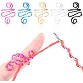 AOZUO 5PCS Crochet Ring, Adjustable Yarn Tension Ring Handmade Crochet Tension Ring Colorful Knitting Loop Open Finger Ring for Mother Grandma Crocheters
