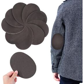 10 Pcs Knee Patches for Sweaters,Elbow Knee Patches for Jackets,Iron on Suede Oval for Jackets Trousers Repair Sewing Appliques(Dark Gray)
