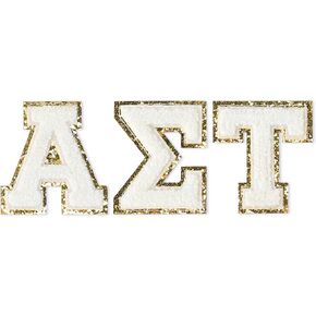 Sorority Shop Alpha Sigma Tau Chenille Letter Stickers - Adhesive Back, Set of 3 Greek Letters