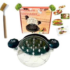 Chicken Shredder Tool Large Twist Meat Shredder Includes Cleaning Brush, Anti Slip Ergonomic Handle, BPA Free, Transparent Design, Dishwasher Safe
